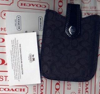 COACH F61128 Signature Black Cell Phone IPOD PDA Electronic Case Pouch 
