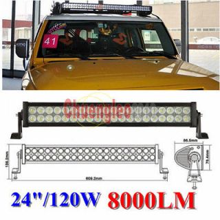 120w 8000 LUM led work light bar 12V 24v DC 24 inches for JEEP SUV 