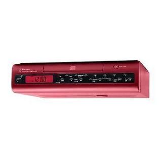   KITCHEN COUNTER CABINET CLOCK RADIO*with CD PLAYER and REMOTE*RED
