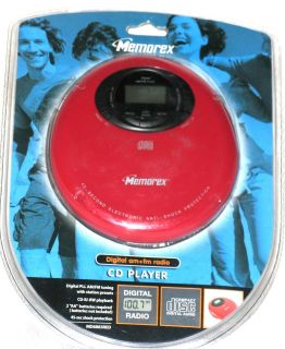 Nice Red Memorex MD6883 Red CD Player+radio+ car kit,ac adapter+case