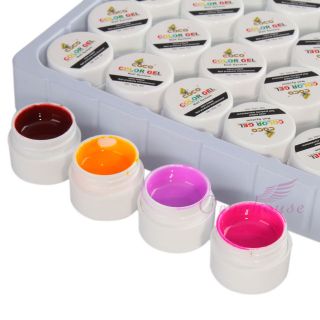 36Color Nail UV Gel Builder Powder Set Pure Color UV Nail Art Tips 