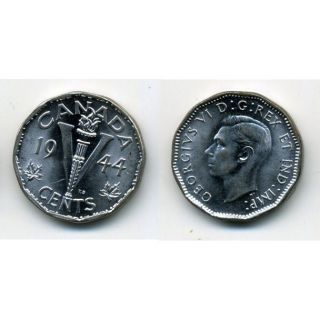 Canada KM 40a 1944 5 Cent Mint State 63