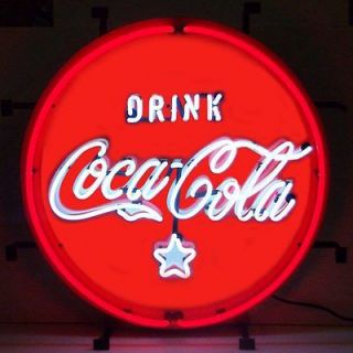 Coca Cola Red White and Coke Button soda Fountain Neon sign art Coca 