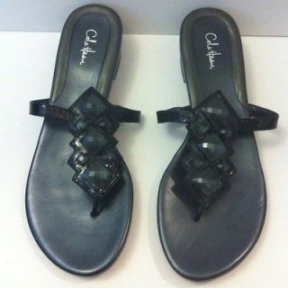 Cole Haan Nike Air. Black Leather Sandals with Jewels. Size 9 1/2 
