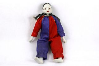 Vintage Porcelain Harlequin Clown Doll (AS IS)
