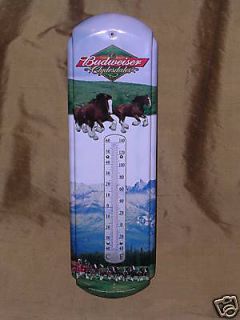 BUDWEISER BEER CLYDESDALE HORSES THERMOMETER BAR TIN SIGN NR