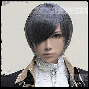   Phantomhive Blue gray Straight Anime Cosplay Party Hair Full Wig No.28