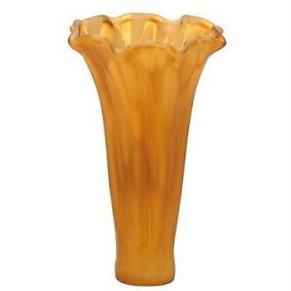 AMBER ETCH FRIT TULIP LAMP LIGHT SHADE 1 FITTER