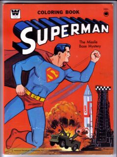 SUPERMAN COLORING BOOK, THE MISSILE BASE MYSTERY, WHITMAN, 1965 
