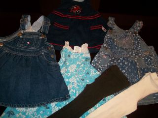 BABY GIRLS CLOTHES LOT DRESSES TIGHTS 6 12M, 12M TOMMY HILFIGER, OSH 