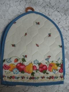   Slice Toaster Appliance Cover Blue White & Colored Fruit Motif