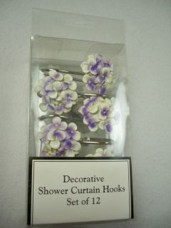   Shower Curtain Hooks BUTTERFLY, PALM TREE, SHELLS, or FLIP FLOPS