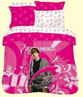 Justin Bieber Hot Pink Twin/Full Comforter Set