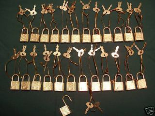 25) Small Metal Padlock Mini Brass Tiny Box Locks Keys