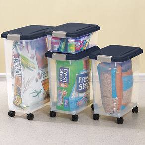 ROLLING SEE THROUGH STORAGE BIN *3 different sizes* DOG/CAT FOOD 