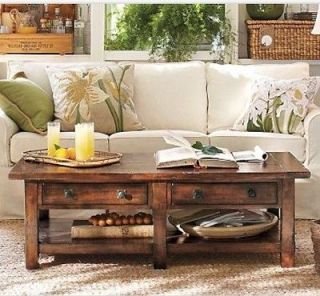POTTERY BARN Benchwright Coffee Table   Rustic Mahogany Stain