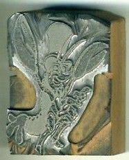 ca1940 50s medium printers block line cut of a WALKING LOBSTER with a 