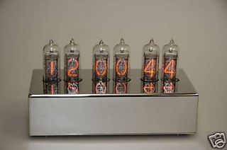 IN 14 6 Tube Nixie Desk Clock with Stainless Steel Case