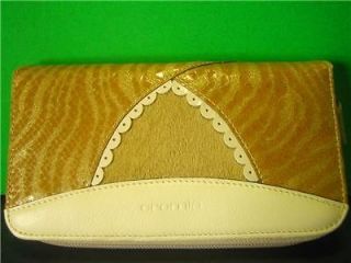 Cromia Italy Bisque Leather Calfhair Continental Wallet