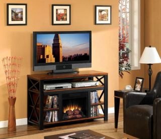 Black Wood TV Electric Fireplace Heater Media Console Stand 
