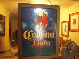 Corona Light Faux Stained Glass Parrot Beer Bar Sign 31.5 height X 