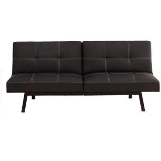   Split Back Contemporary Black Faux Leather Convertible Futon Sofa Bed