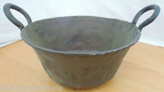 Antique Copper Handled Pail Bucket Bowl Garden Art Decor Metal Old
