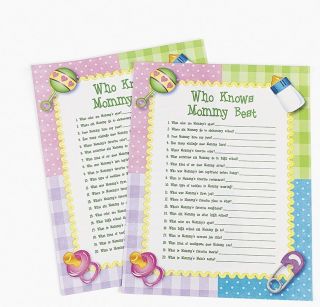 24 Who Knows Mommy Best Baby Shower Game party favor