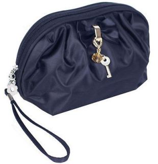   Bow Dangling Key Black Small Cosmetic Wristlet Bag Coin Purse #B091