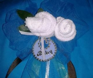 Blue Boy (or will make girl) BABY SHOWER CORSAGE Sock Roses Handmade 