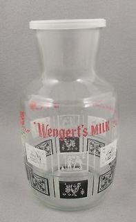 Advertising Vintage Anchor Hocking Milk Container   Wengerts Dairy 