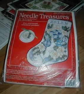   Treasures WINTER WHITE STOCKING & Ornament Counted Cross Stitch Kit