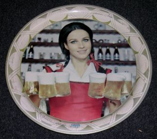 Corona Cerveza Metal Beer Tray   Girl Serving 6 Mugs of Corona