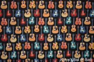 Western Country Guitar Music Shop Store Curtain Valance