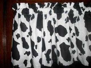   Holstein Cowhide Black White Cow Spots country farm kitchen curtain