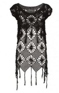   ALLSAINTS Spitalfields CARNOLIA Black Vintage Crochet Coverup Dress