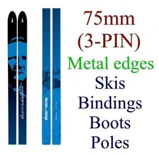   75mm (3 pin) cross country XC SKIS/BINDINGS/BOOTS/POLES   Metal Edge