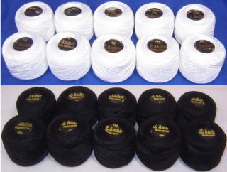   & 10 White Anchor Crochet Cotton Embroidery Thread Balls *Size no.8