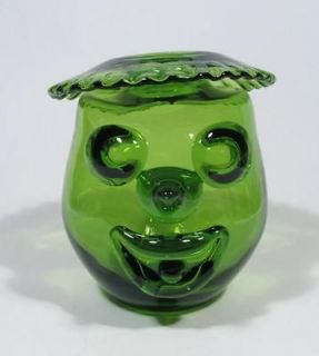   Myers #6625 Clown Head Olive Art Glass Vase Mid Century Eames Modern