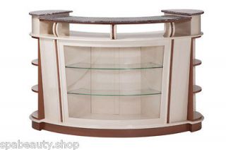 2012 Almond Reception Counter/desk w/ Glass shelves and Display Spa 