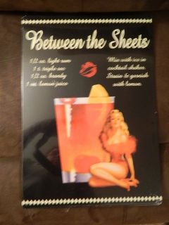 Retro Style BETWEEN THE SHEETS Bar Drink Recipe Wall Tin Sign ~Man 