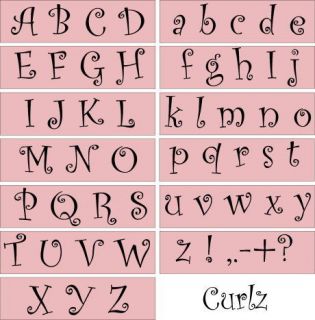   Stencil~Alphabet Curlz~Letters Upper and Matching Lowercase Crafts Art