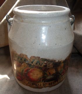 fine antique pottery Heinz Apple Butter crock with paper label no lid
