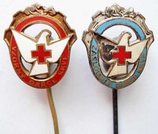 Czechoslovakia set pin EXCELLENCE Red Cross gold silver