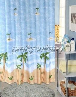   Surf Palm Tree Landscape Pattern Bathroom Fabric Shower Curtain ps218