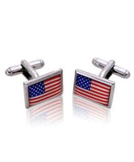 American Flag Silver Novelty Cufflinks (NCL2501)