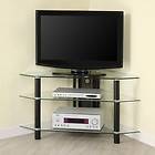 Clear Glass TV Stand Console Plasma Flat Screen Entertainment Media 