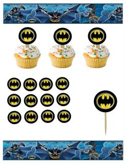 Batman logo Cupcake Picks / cupcake/cake toppers #1 1 Dozen picks