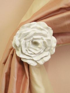 Shabby Cottage Chic White French Rose Curtain Tieback