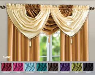 Faux Silk Plain Voile Beaded Swag Curtain with Slot Top